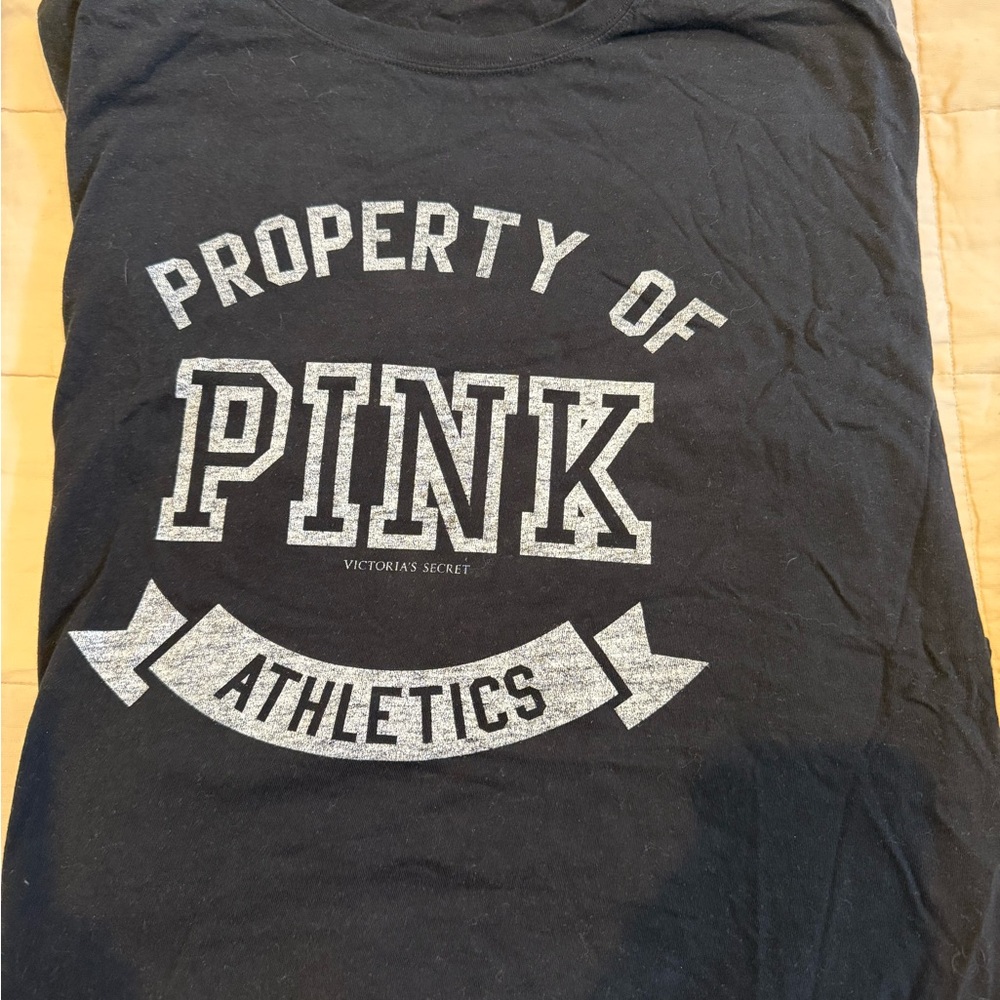 PINK Victoria's Secret Black Tee with white Print